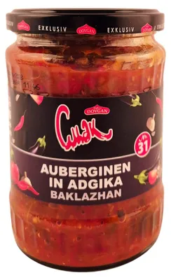 Produktbild von Dovgan gebratene Auberginenscheiben in scharfer Paprika-Tomaten-Sauce 530g