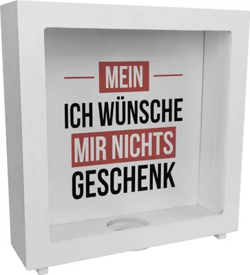 Produktbild von Mein ICH WÜNSCHE MIR NICHTS Rahmen Spardose aus Holz