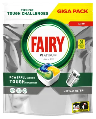 Obrázek produktu pro Fairy Platinum All in One Kapsułki do zmywarki Lemon, 81 sztuk (PRODUKT Z NIEMIEC)