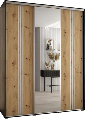 Produktbild von MEBLE KRYSPOL Davos 7 Schrank, drei Türen - 235,2x190x60 cm - Schwarz Artisan Silber