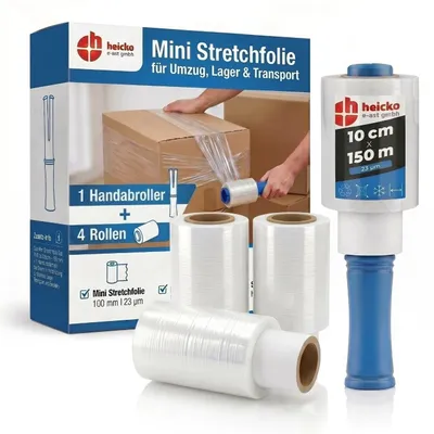 Productafbeelding van Stretchfolie Set van 4 met Handafroller 100 mm x 150 m