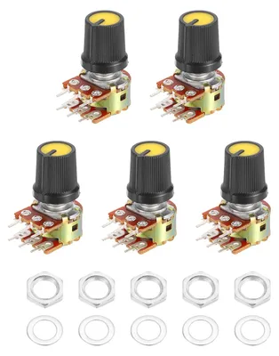 5x WH148 B100K Potentiometer, 6-polig, Doppelwiderstand, 6x15mm Welle