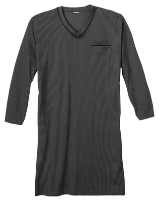 Produktbild von XXL Adamo V-Neck Langarm Nachthemd grau-schwarz