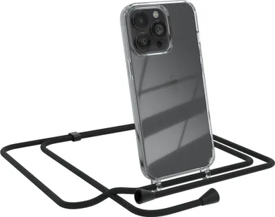 Produktbild von EAZY CASE Handykette kompatibel mit Apple iPhone 13 Pro, Handyhülle mit Umhängeband, Handykordel, Schutzhülle Clear, Band in Schwarz