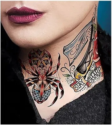 Produktbild von Spider Hals-Klebetattoo Karneval Schminke Fasching - Karneval Schminke Fasching