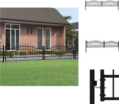 Immagine prodotto di vidaXL Cancello di recinzione con punte di lancia nero 406x120 cm in acciaio - Cancelli da giardino