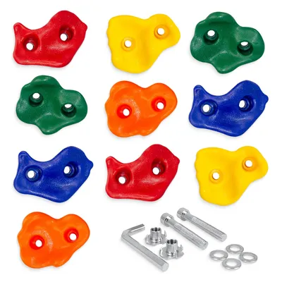 Produktbild von 4FIZJO Klettergriffe‑Set, 10 Stück, Kunststoff für Kletterwand innen und Garten