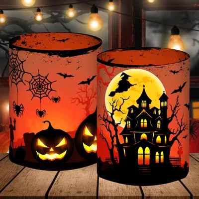 Zdjęcie produktu dla 12 świeczników w kształcie dyni, dekoracja stołu na Halloween