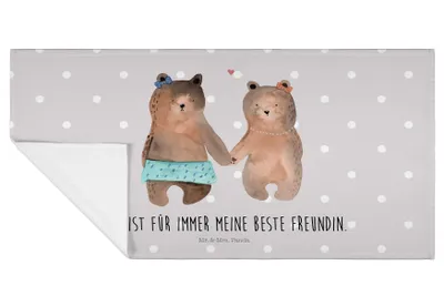 Produktbild von Mr. & Mrs. Panda Handtuch Bär Freundin - Grau Pastell - Geschenk, Teddy, Beste Freund Liebe Liebesbeweis Verliebt Kumpel Kumpeliene, Flauschtuch, kleines, gesichtstuch