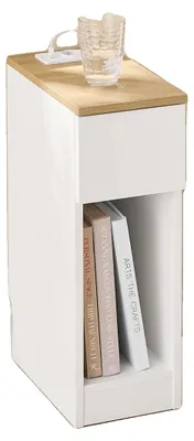 Image de Table de chevet, design compact, compartiment ouvert, BLANC