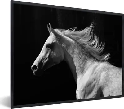 Produktbild von MuchoWow® Gerahmtes Poster Pferde - Tiere - Porträt 80x60 cm - Poster mit Schwarzem Bilderrahmen Wandposter Rahmen Foto Bilder - Schwarzem - Mit Gestell