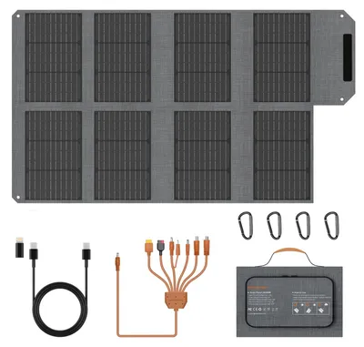Obrázok produktu pre Solárny panel – skladacie solárne panely 80W – USB-A a USB-C (QC3.0) – vodotesné (IP67) – prenosná nabíjačka pre mobilné telefóny – vhodné na kempovanie a outdoorové aktivity