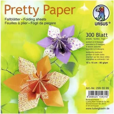 Produktbild von Faltblätter Pretty Paper 80g/qm 15x15cm 9 Designs VE=300 Blatt