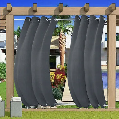 Produktbild von 2 Stück Winddicht Outdoor Vorhänge mit Ösen Oben(ID:4cm)+Unten(ID:4cm), Wasserdicht Blickdicht Sonnenschutz UV schutz Patio Cabana Porch Gazebo Vorhang, 213x132cm