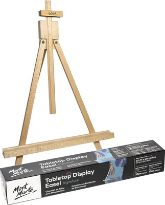 Produktbild von Mont Marte Tischstaffelei aus Buchenholz – Klappbare Holzstaffelei für Tisch & Präsentation – stabil bis 70 cm Leinwand