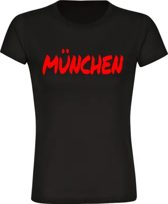 Produktbild von multifanshop Damen T-Shirt - München rot - Textmarker, schwarz, Größe S