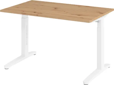 Produktbild von bümö Schreibtisch Serie-XB - Nachbildung: Asteiche, Größe:  120 x 80 cm, Gestell: Weiß