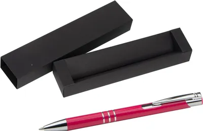 Produktbild von Kugelschreiber aus Metall / mit Pappetui / Farbe: fuchsienrot