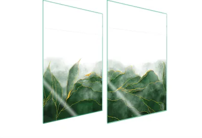 Immagine prodotto di Piastre copri fornelli 2 pezzi 35x52 Vetroceramica copri piano cottura vetro tagliere fogliame verde