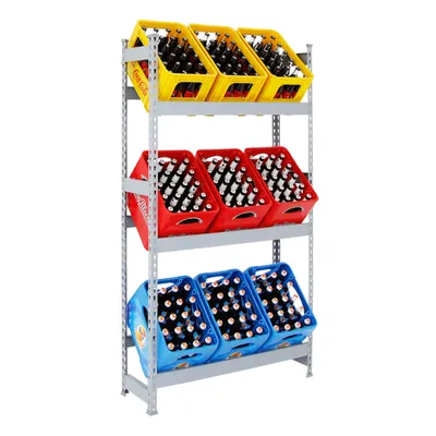 Produktbild von PROREGAL Getränkekistenregal BIG CAMEL | HxBxT 180x100x30cm | Grau