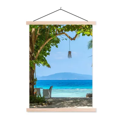 Produktbild von MuchoWow® Textilposter Tropisch - Strand - Meer 60x80 cm mit holzfarbenen Rahmen - Wandbild