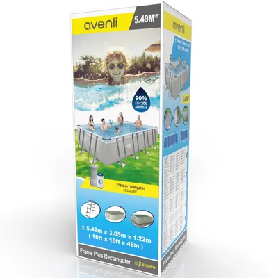 Produktbild von Avenli Frame Plus Rectangular Pool Komplettset 549x305x122 cm, Aufstellpool, rechteckig, mit Pumpe, grau