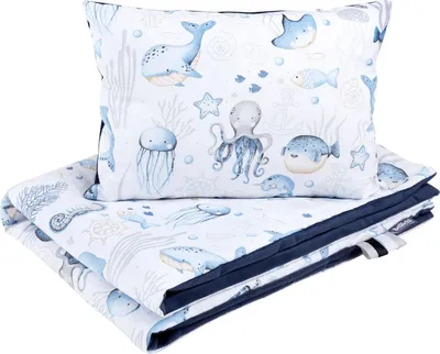 Produktbild von Bellochi Multifunktional Baby Decke Set - Doppelseitig Baby Bettwäsche 75x100 cm und Kissen 30x40cm - aus Baumwolle und Samt - Verne