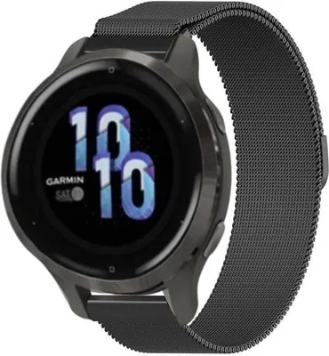 Produktbild von Strap-it Milanese Armband - Kompatibel mit Garmin Venu 2s Armband 40mm - Hochwertiges Material -Edelstahl Magnetische verschluss für Armband Schwarz 18mm Smartwatch