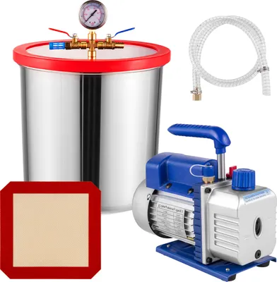 Obrázek produktu pro SucceBuy Sada vakuové komory, 5 galonů (22 litrů), 3 CFM 1/4HP jednostupňová vakuová pumpa, chladicí sada HVAC A/C