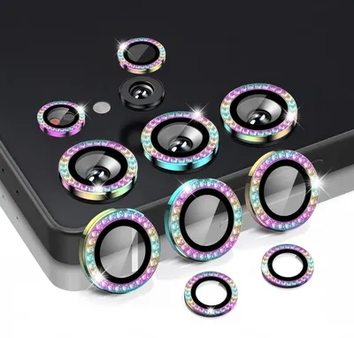 Produktbild von Kamera Linsenschutz Glas Set mit Schmucksteinen für Samsung Galaxy S25 Ultra Schutzglas Camera Linse Schutz Panzerfolie 9H Regenbogenfarben