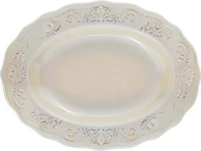 Produktbild von VERLO POEM OAT Ovale Servierplatte 37x28 cm – Große Ovale Platte in Oat (Cremefarben), Elegantes Modernes Design, Hochwertige Keramik