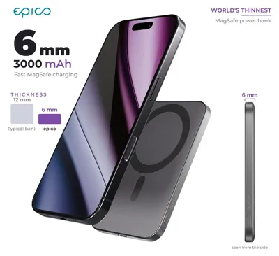 Productafbeelding van Epico UltraPack EM31, 3000 mAh, Draadloos opladen, Grijs