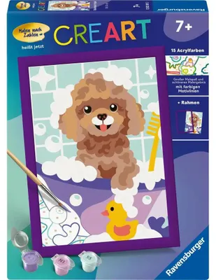 Obrázok produktu pre Ravensburger Maľovanie podľa čísel, séria CREART D, Kúpajúci sa pudel 12023181