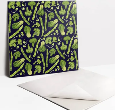 Immagine prodotto di Adesivi per piastrelle per bagno e cucina - 9 piastrelle in PVC autoadesive, 30 x 30 cm - Motivo: verdure verdi