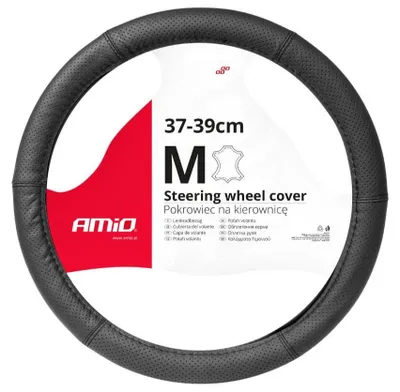 Obrázek produktu pro Perforovaný kožený potah volantu Amio 37-39 cm Černý