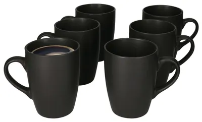 Zdjęcie produktu dla Lampart Nero 6-częściowy zestaw kubków do kawy I 250 ml I 6 osób I Czarny I z uchwytem