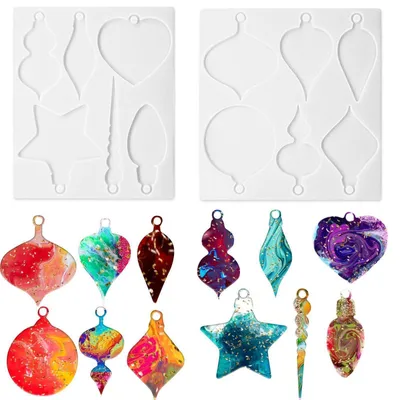 Produktbild von Silikonformen Weihnachten 2er Set für Epoxidharz 12 verschiedene Formen