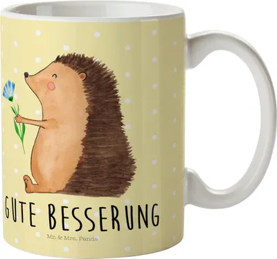 Produktbild von Mr. & Mrs. Panda Plastikbecher Igel Blumen - Gelb Pastell - Geschenk, Krankenhaus, Pott, Haferl, Genesungswünsche, Besuch, Lustige Sprüche, Kindertasse, Henkelbecher