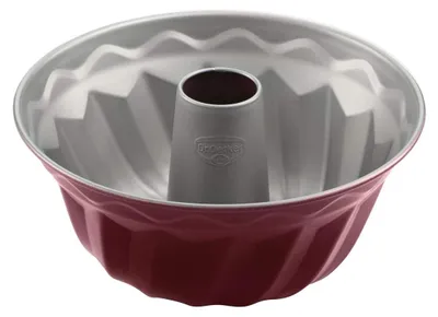Produktbild von Dr. Oetker Gugelhupfform Ø 22 cm, Backform für Gugelhupf, runde Bundform aus Stahl mit zweifarbiger Antihaftbeschichtung (Farbe: grau/rot)