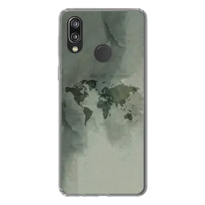 Produktbild von MuchoWow® Handyhülle Schutzhülle Hülle für Huawei P20 Lite (2020) Weltkarte - Grün - Grau Silikon Softcase Handy Hülle - Kartenhalter