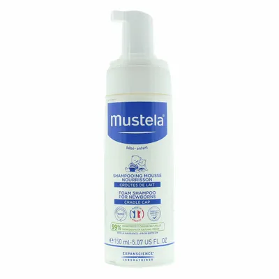 Immagine prodotto di Mustela shampoo schiuma per neonati, 150 ml - Detersione delicata per la pelle sensibile del bambino