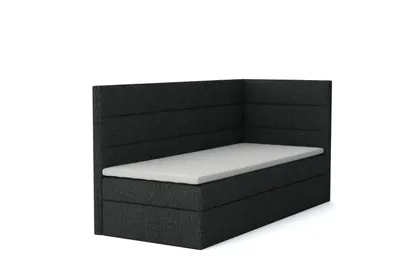 Produktbild von MR GROUP Boxspringbett LUGO 100x200cm rechts dunkelgrau Einzelbett Bett Stauraum Kinderbett Jugendbett Samtstoff, Polsterbett Matratze und Topper H3