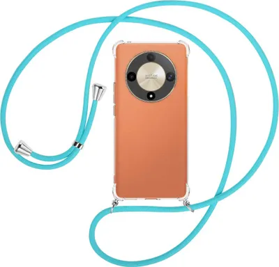 Produktbild von Handykette Backcover-Schutzhülle mit Band (Metall silberfarben) für Honor X9b (6.78'') - türkis