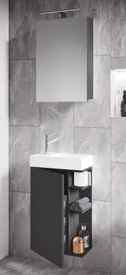 Produktbild von VCM 3-tlg Set | Waschplatz für Gäste WC | Gästebad Toilette | Waschtisch mit Spiegelschrank | Badmöbel Badezimmer Set – Lumia
