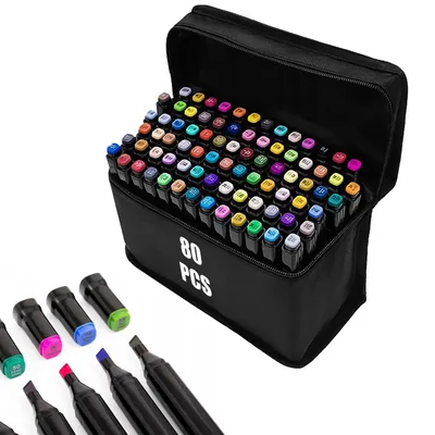 Produktbild von 80 farbige Graffiti-Skizzenstifte, fettige Markfarben, Markerstifte Doppelseitiges Marker-Set, Alkoholmarker, GiroX