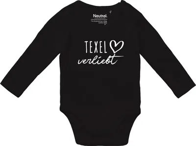 Produktbild von Huuraa Baby Body Texel verliebt 62 Black  Baumwolle Fairtrade Langarmbody Geschenkidee