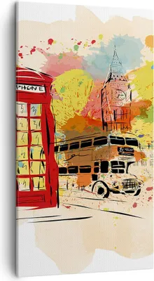 Produktbild von Bild auf Leinwand - Leinwandbild - London Bus - 45x80cm - Wand Bild - Wanddeko - Wandbilder - Leinwanddruck - Bilder - Kunstdruck - Wanddekoration - Leinwand bilder - Wandkunst - PA45x80-3920