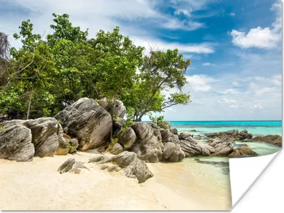 Produktbild von MuchoWow® Poster Strand - Steine - Meer - Sommer 120x90 cm - Wandbild
