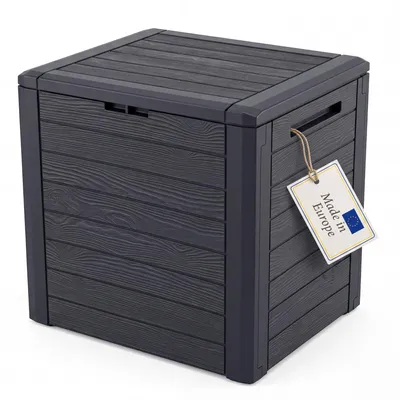 Produktbild von BigDean Gartenbox klein kompakt 140 Liter ideal für Balkon und kleine Flächen, Holzoptik Auflagenbox