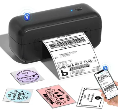 Immagine prodotto di Stampante per etichette di spedizione termica - 4 x 6 - Bluetooth - Nero - Per Amazon, Etsy e DHL